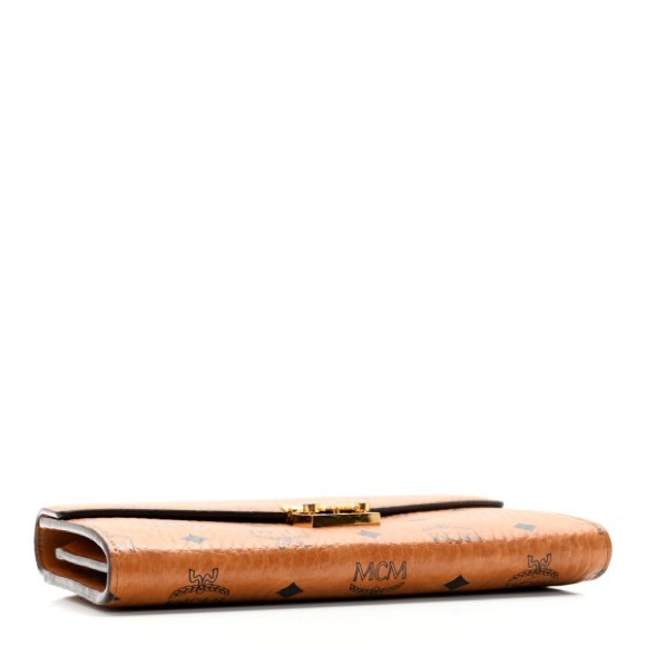 This is an authentic MCM Visetos Millie Wallet On Chain in Cognac. - Picture 3 of 5